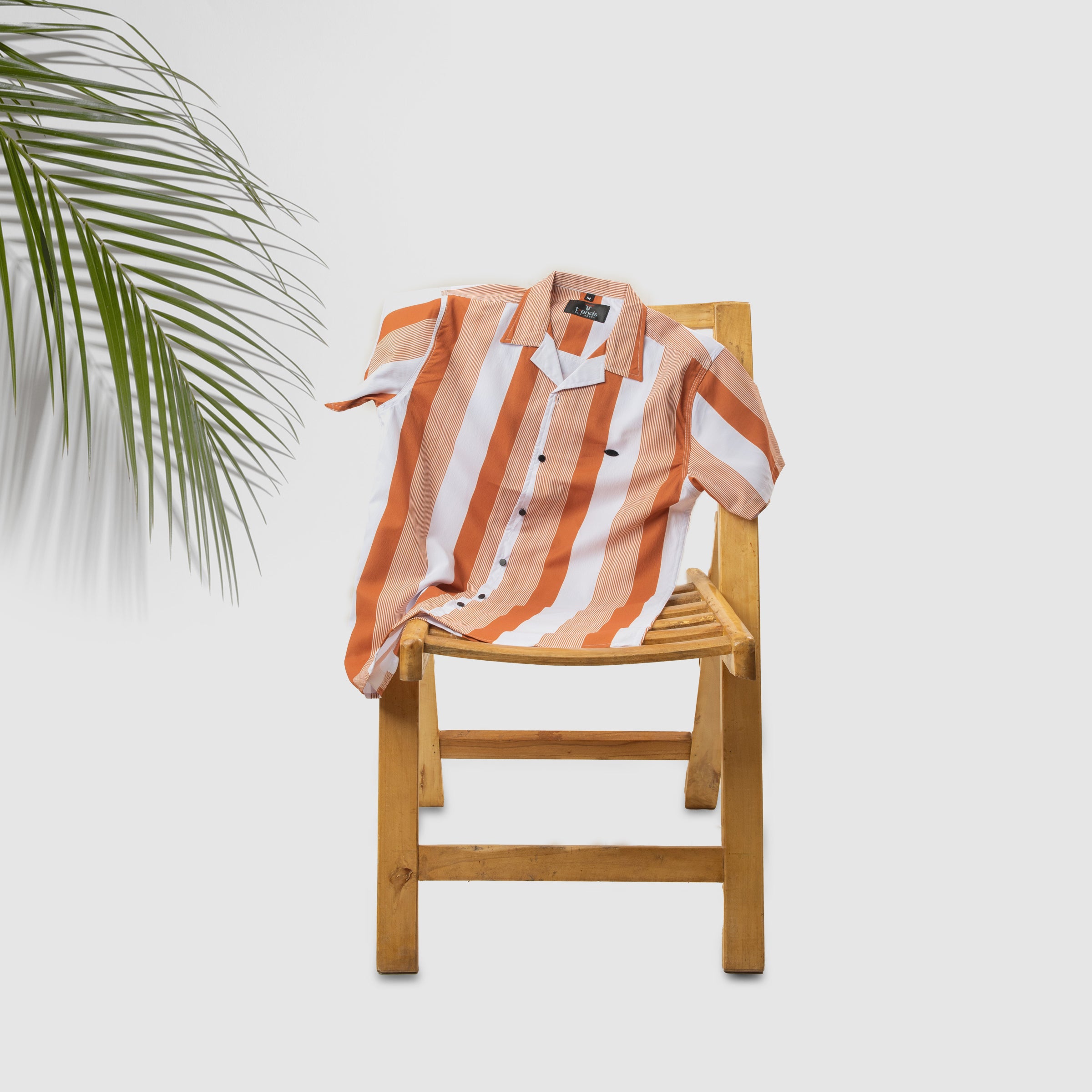 Dual Tone Thin Stripes Casual Shirt Half Sleeves - Peach