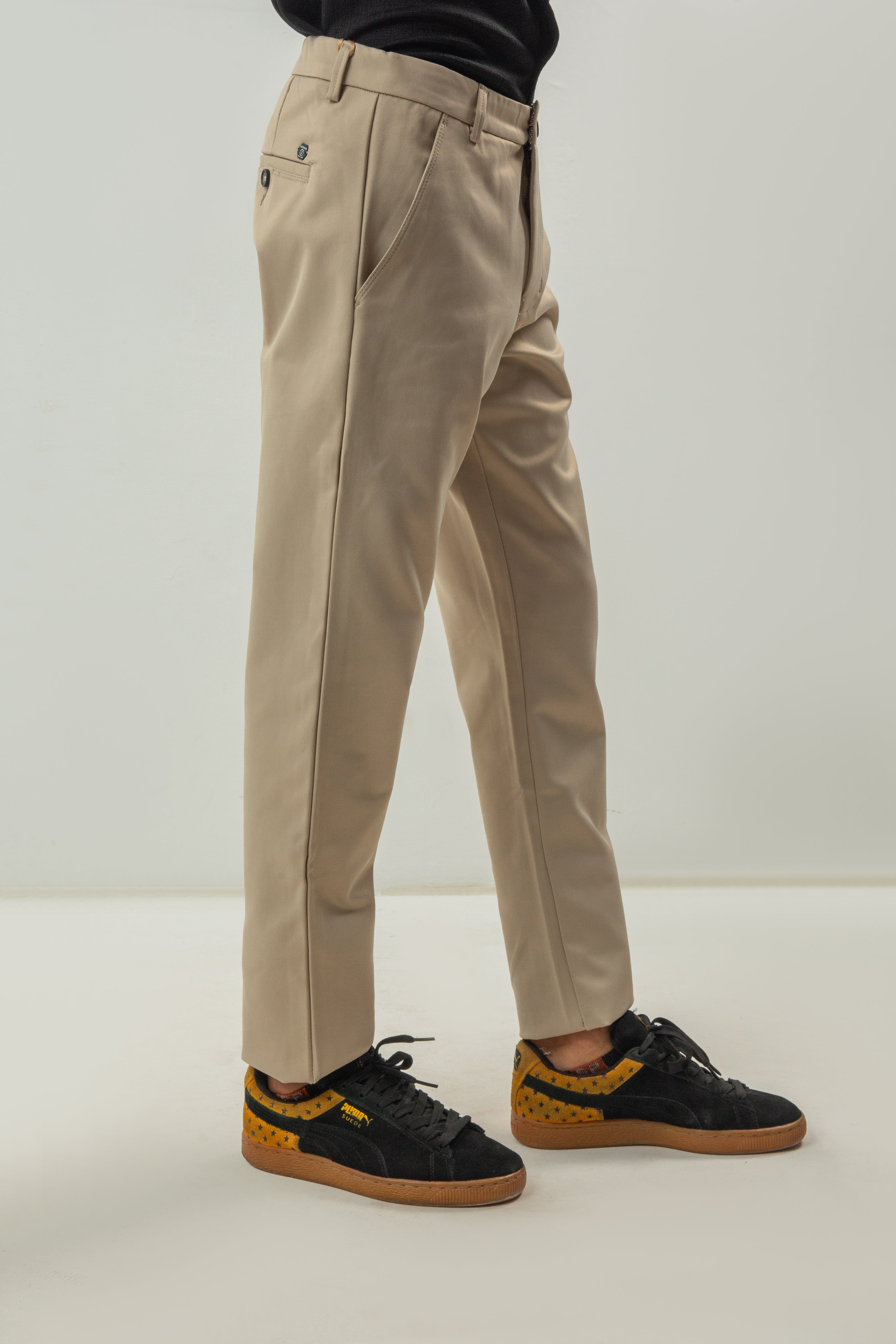 Skin Fitted Cotton Chinos Self Material - Fawn