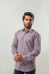 Formal Wear Check Shirt - Dark Maroon