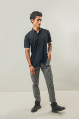 Relaxed Fit Plain Casual Half Sleeves Shirt - Black