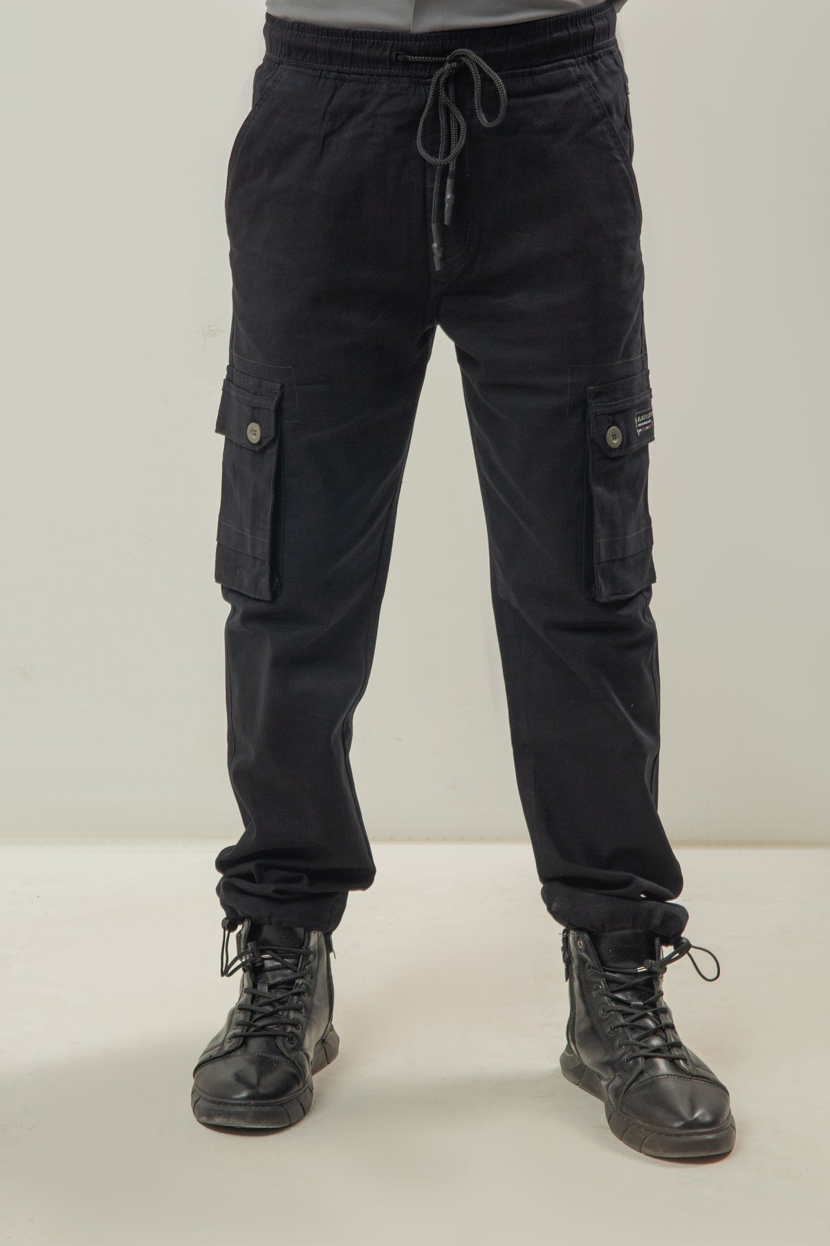 Cotton Twill Cargo Pants - Black