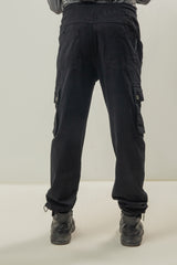 Cotton Twill Cargo Pants - Black