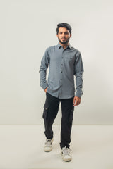 Crush Material Stylish Full Sleeves Shirt - Gray