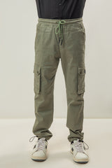 Cotton Twill Cargo Pants - Green