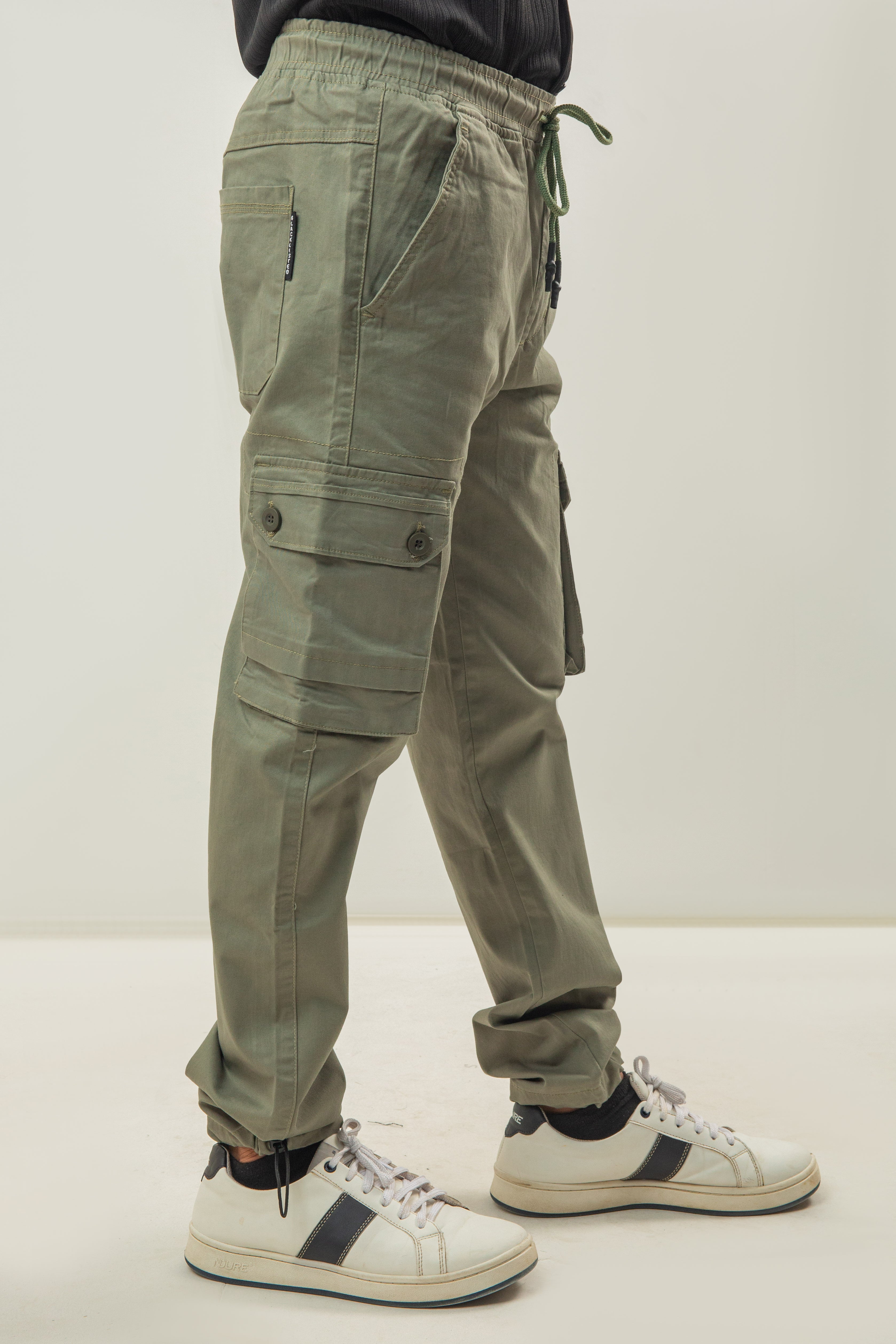 Cotton Twill Cargo Pants - Green