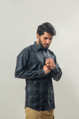 Formal Wear Check Shirt - Dark Green