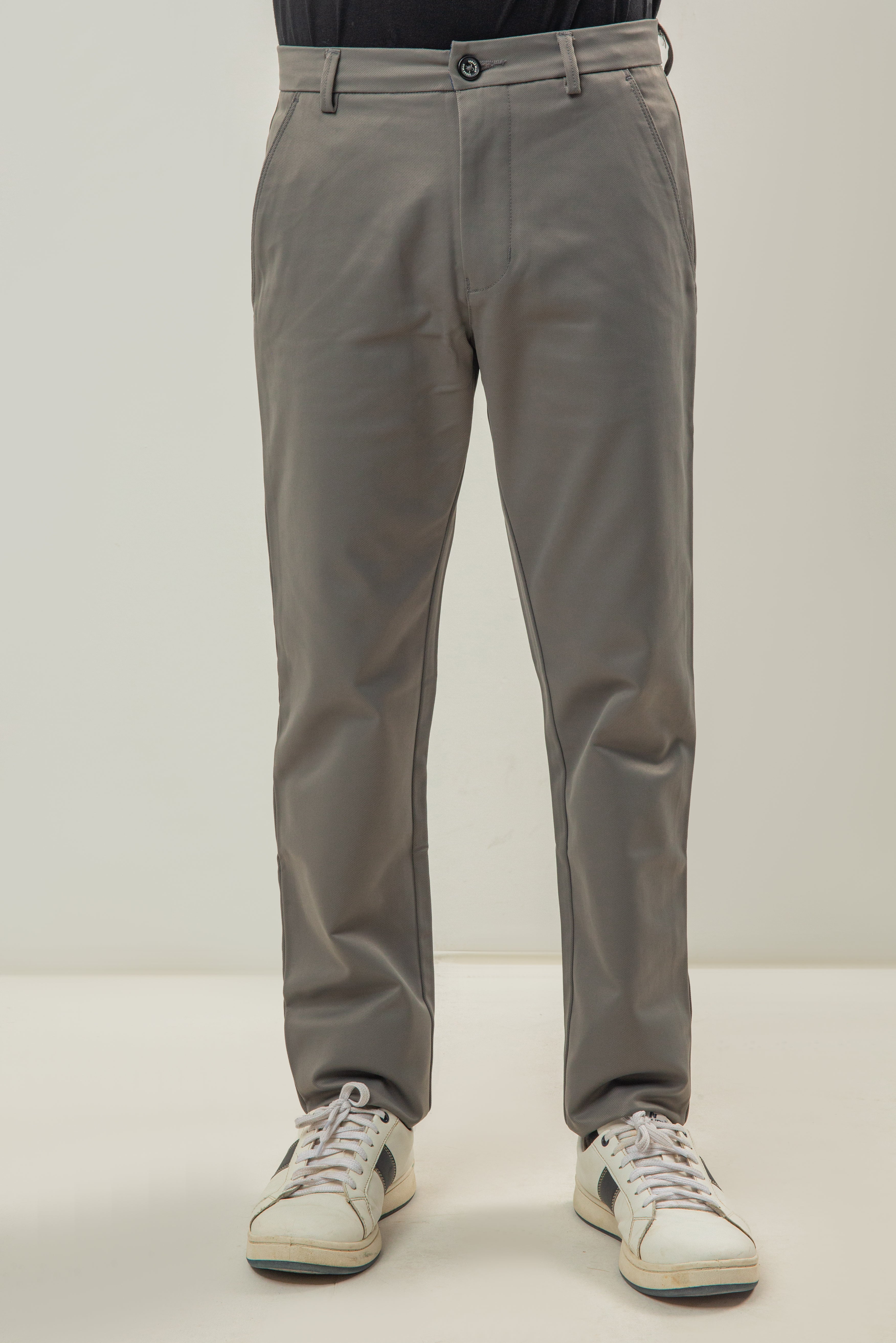 Skin Fitted Cotton Chinos Self Material - Gray