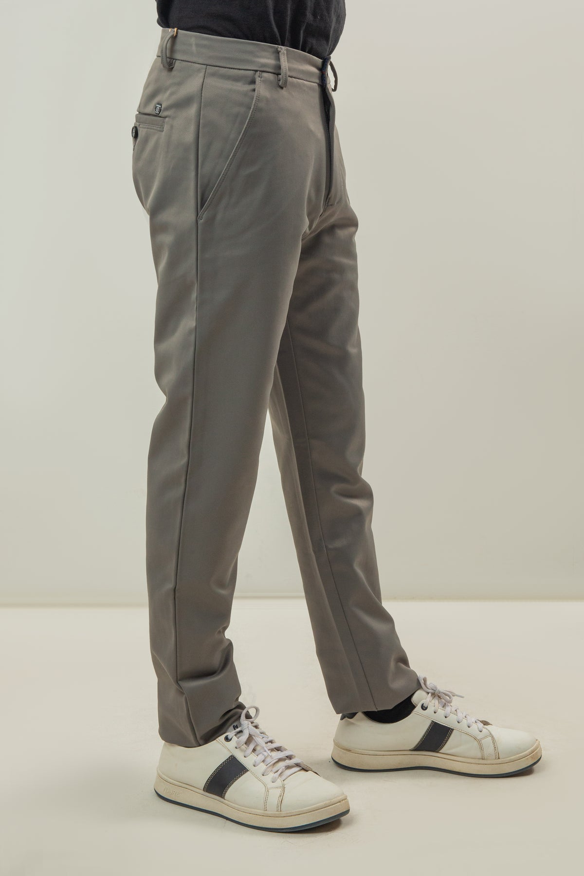 Skin Fitted Cotton Chinos Self Material - Gray