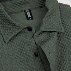 Textured Casual Stretch Shirt Full Sleeves - Green